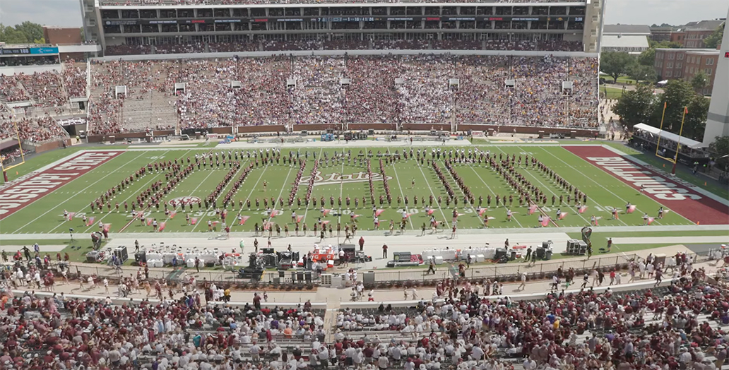 Famous Maroon Band performs at halftime