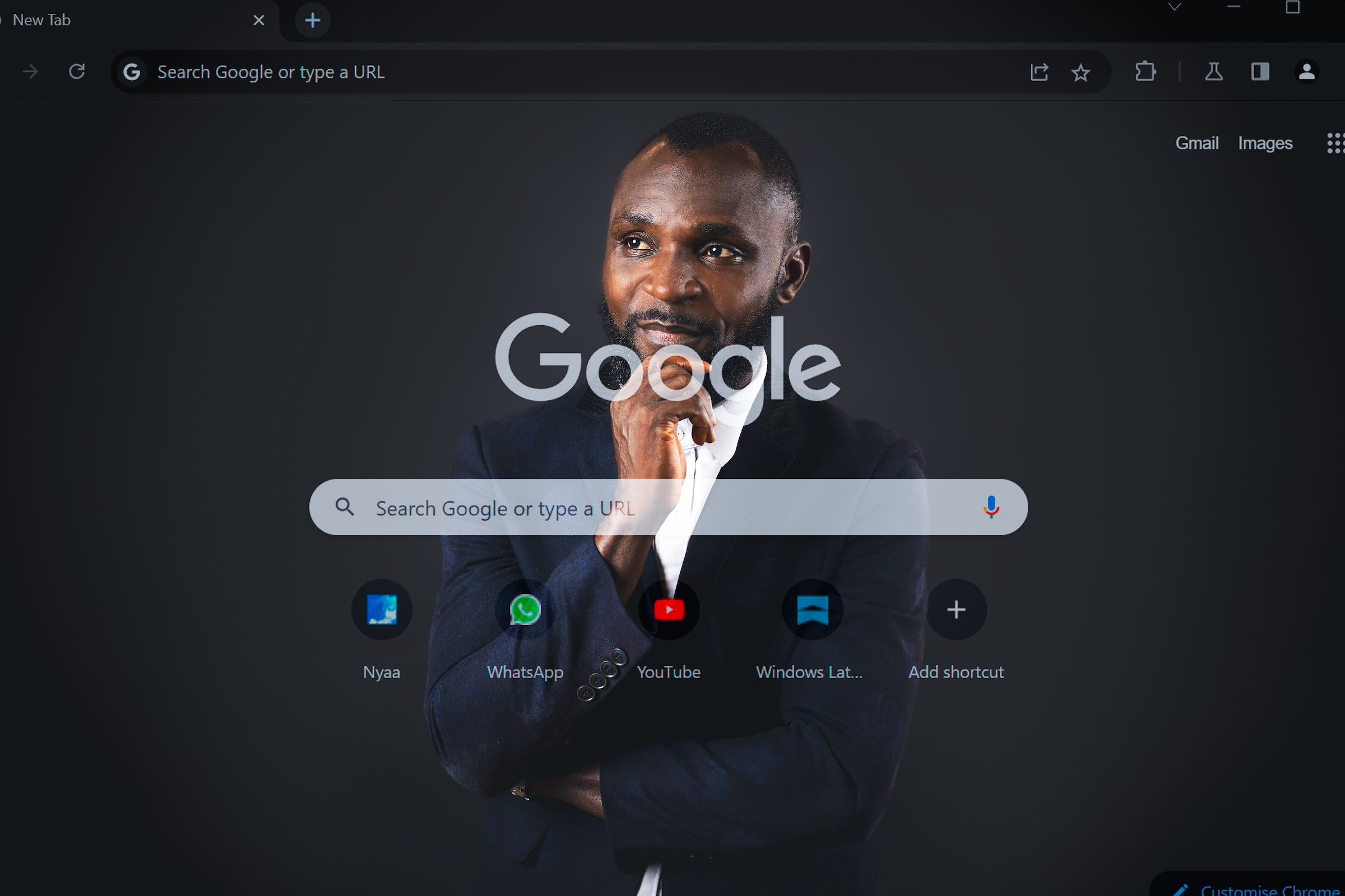 Timothy Okunoye posed headshot with a Google overlay