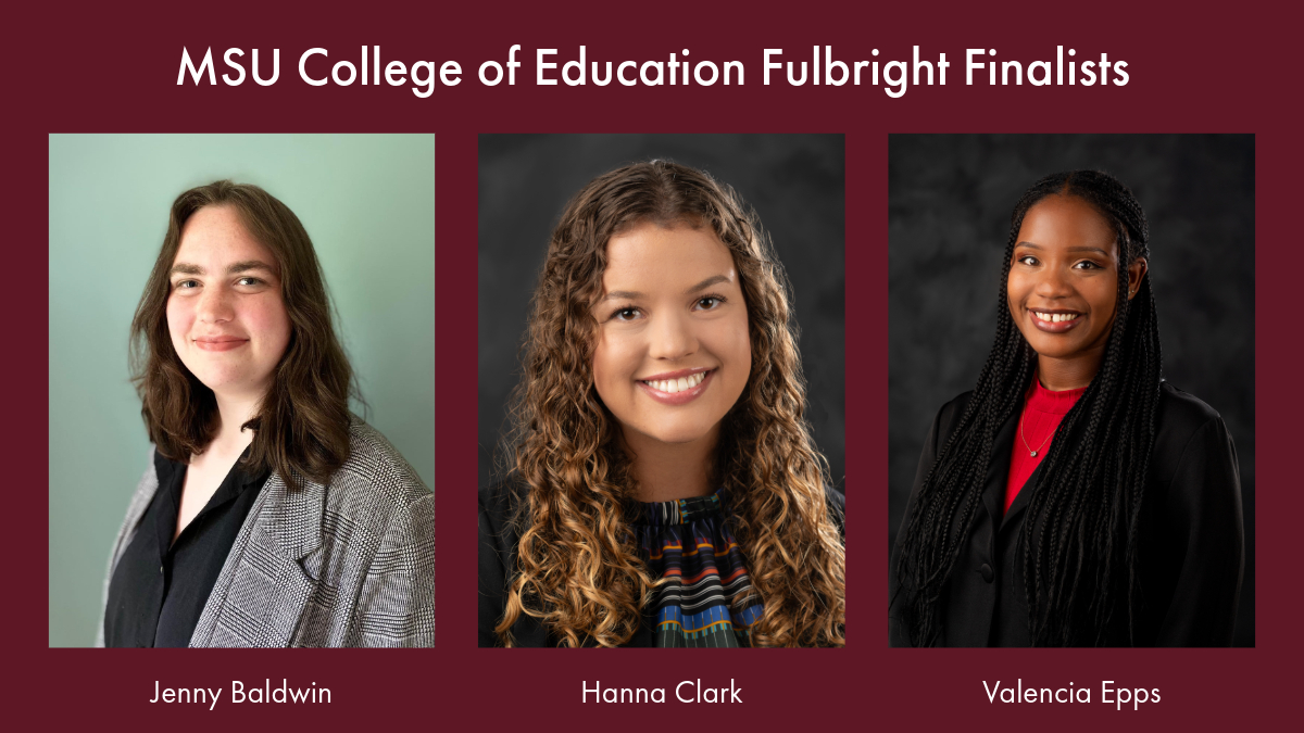 Headshots for three Fulbright finalists