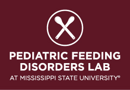 White on maroon logo of Pediatric Feeding Disorders Lab