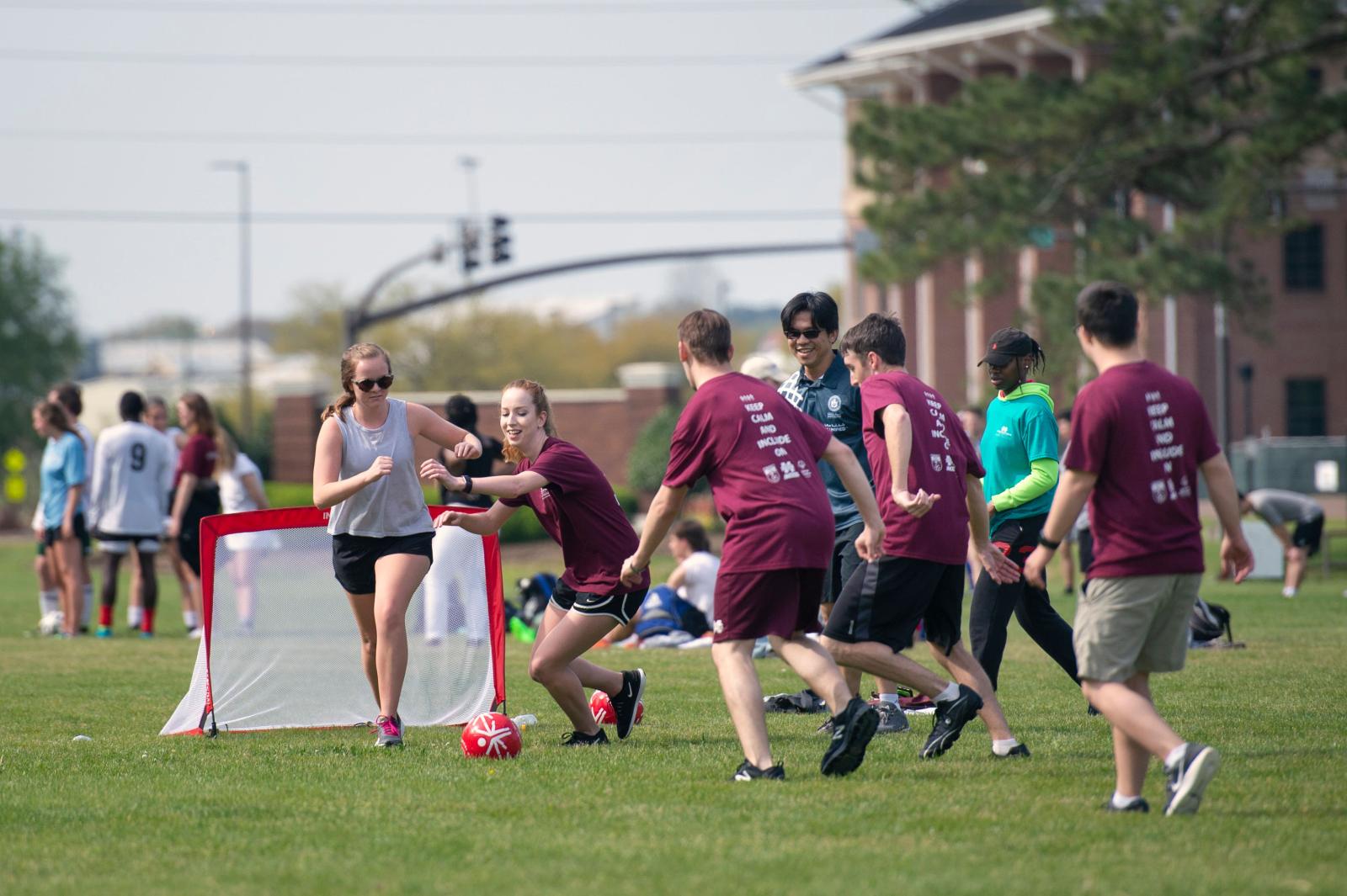 Participants play soccer during a past StarkVegas Fútbol Jamboree