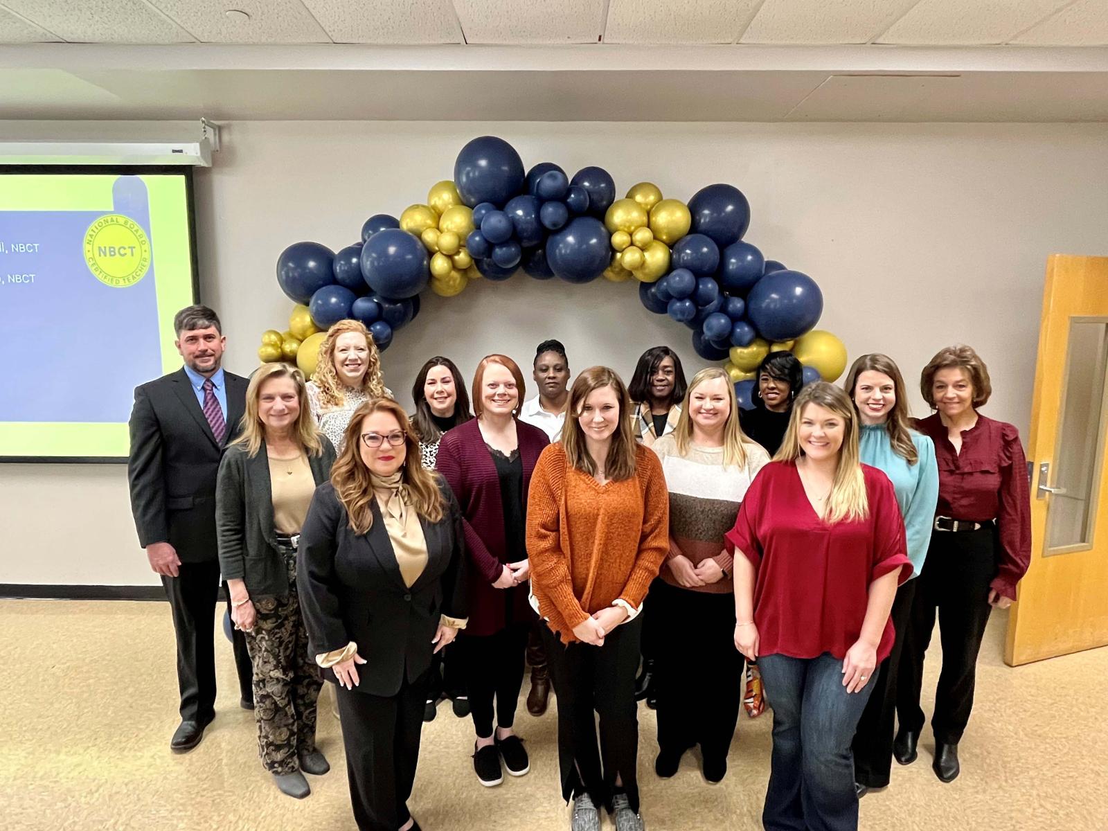 Group photo of teachers who achieved or renewed National Board Certification
