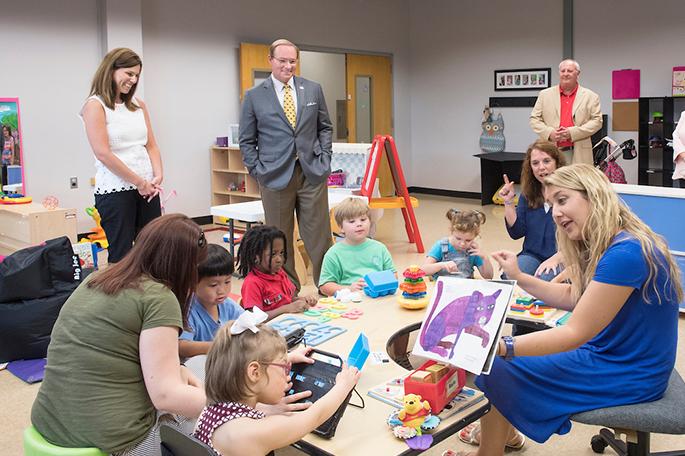 Children being read to at TK Martin