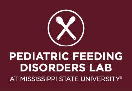 White on maroon logo of Pediatric Feeding Disorders Lab