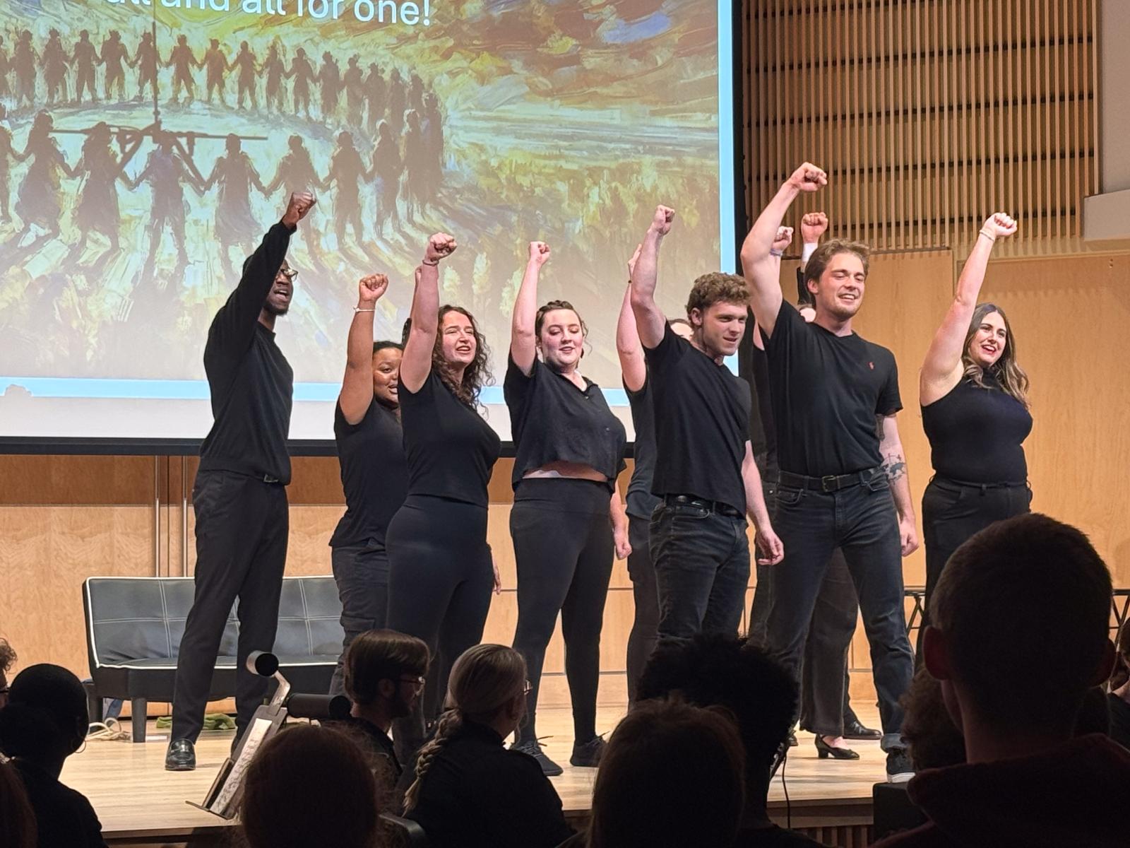 Students perform in opera onstage