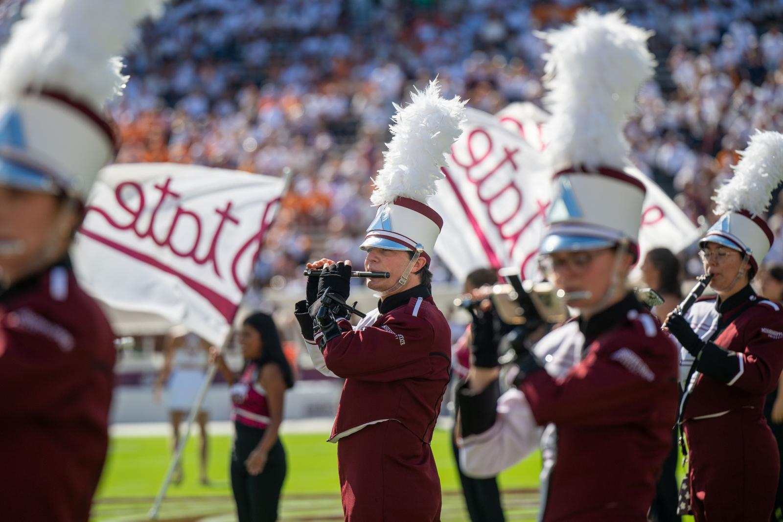 Band performs on the football field
