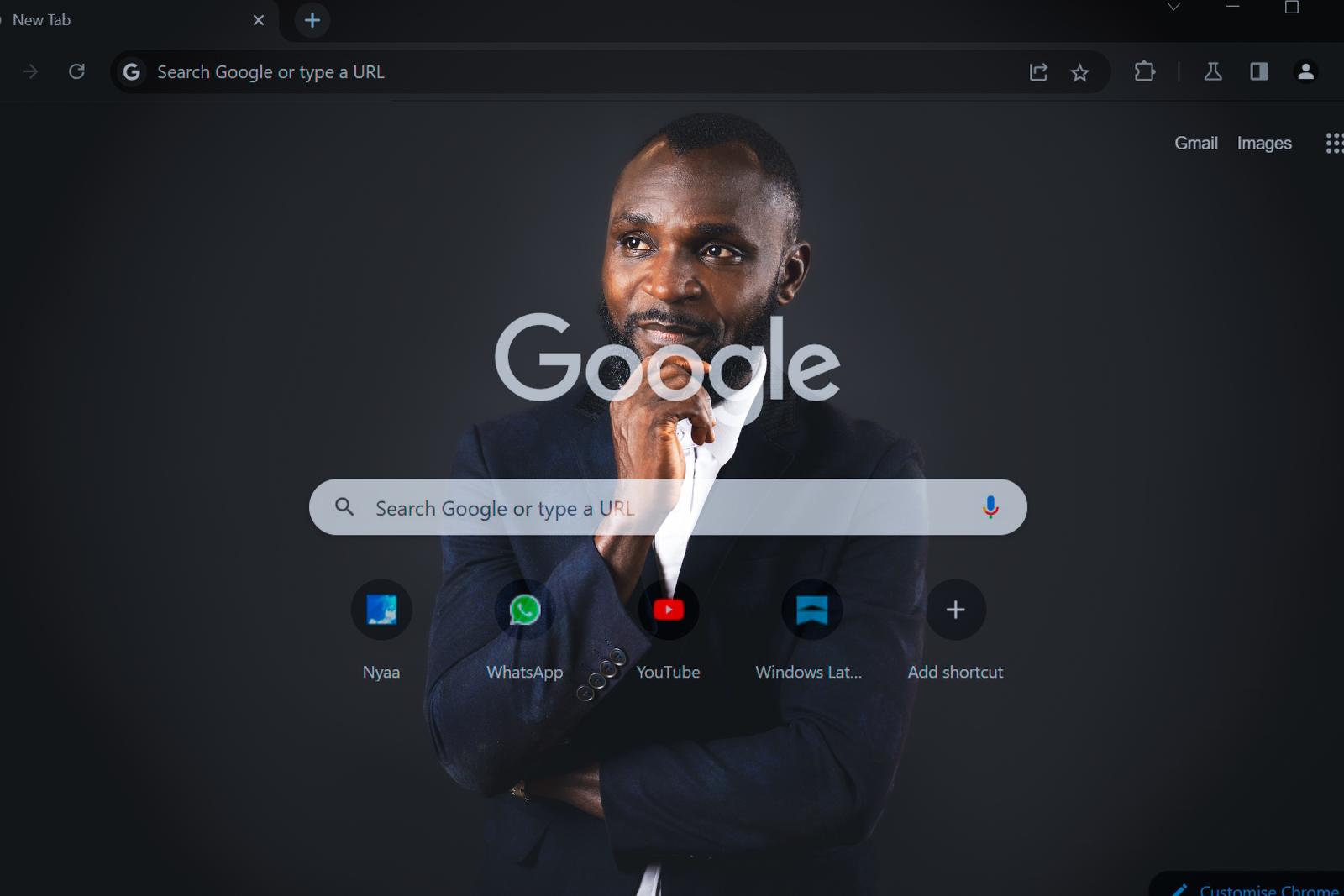 Timothy Okunoye posed headshot with a Google overlay